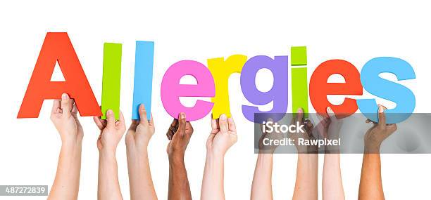 Group Of Multiethnic Hands Holding Allergies Stock Photo - Download Image Now - Allergy, Asthmatic, Beauty