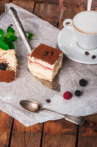 istock Tiramisu cake with fresh mint 487273603