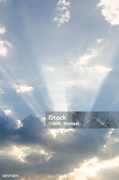 Sunbeam Over Cloud On Sunny Day Stock Photo - Download Image Now - 2015, Agricultural Field, Beauty In Nature