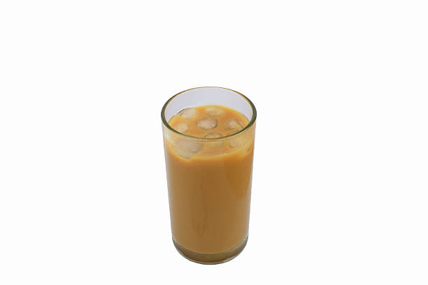 istock Glass of Ice coffee isolated on white background 487274618