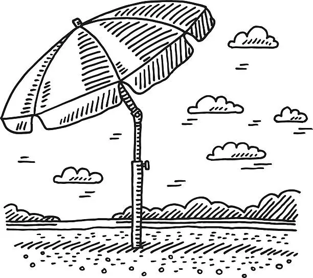 Vector illustration of Beach Summer Parasol Drawing