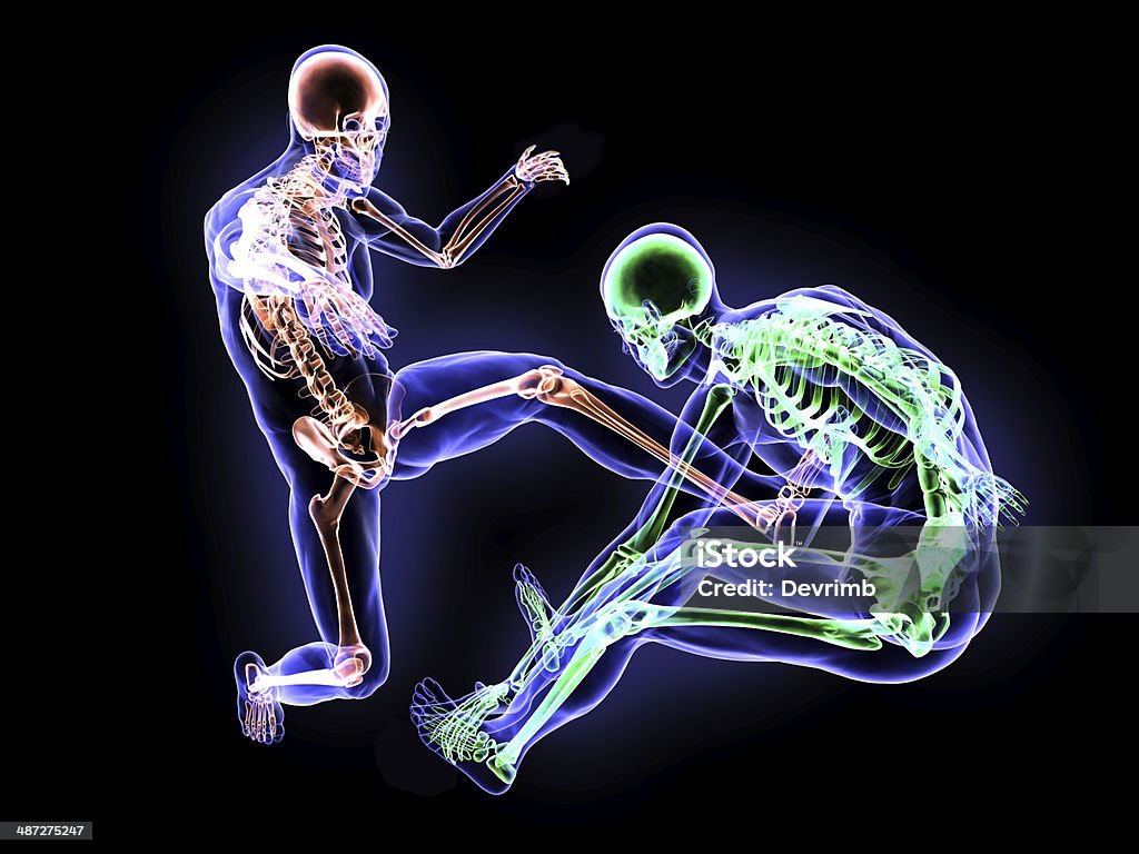 Hard Kick Anatomy Full Body X-Ray Scanning Boxing - Sport Stock Photo