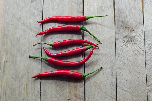 Red chili on an wooden background