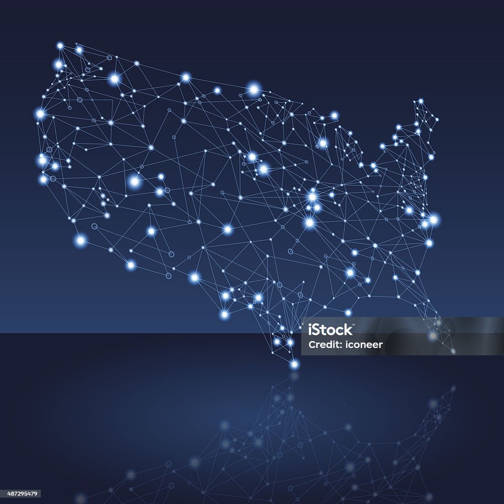 USA Karte 3d Netzwerk - Lizenzfrei Abstrakt Vektorgrafik