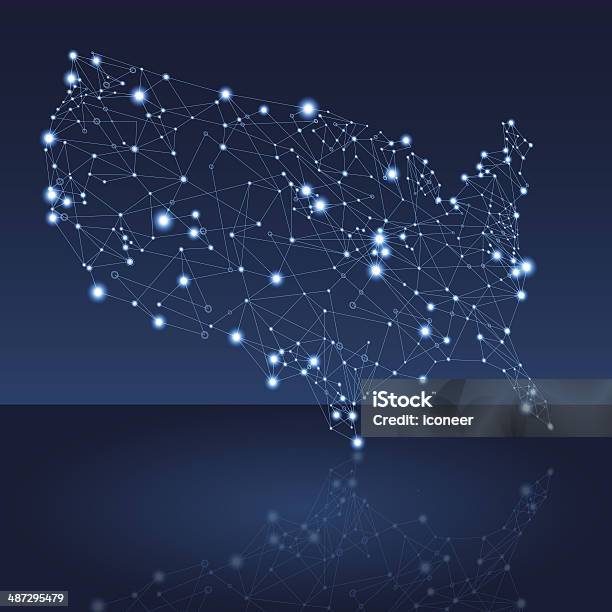 Usa Karte 3d Netzwerk Stock Vektor Art und mehr Bilder von Abstrakt - Abstrakt, Amerikanische Kontinente und Regionen, Blau