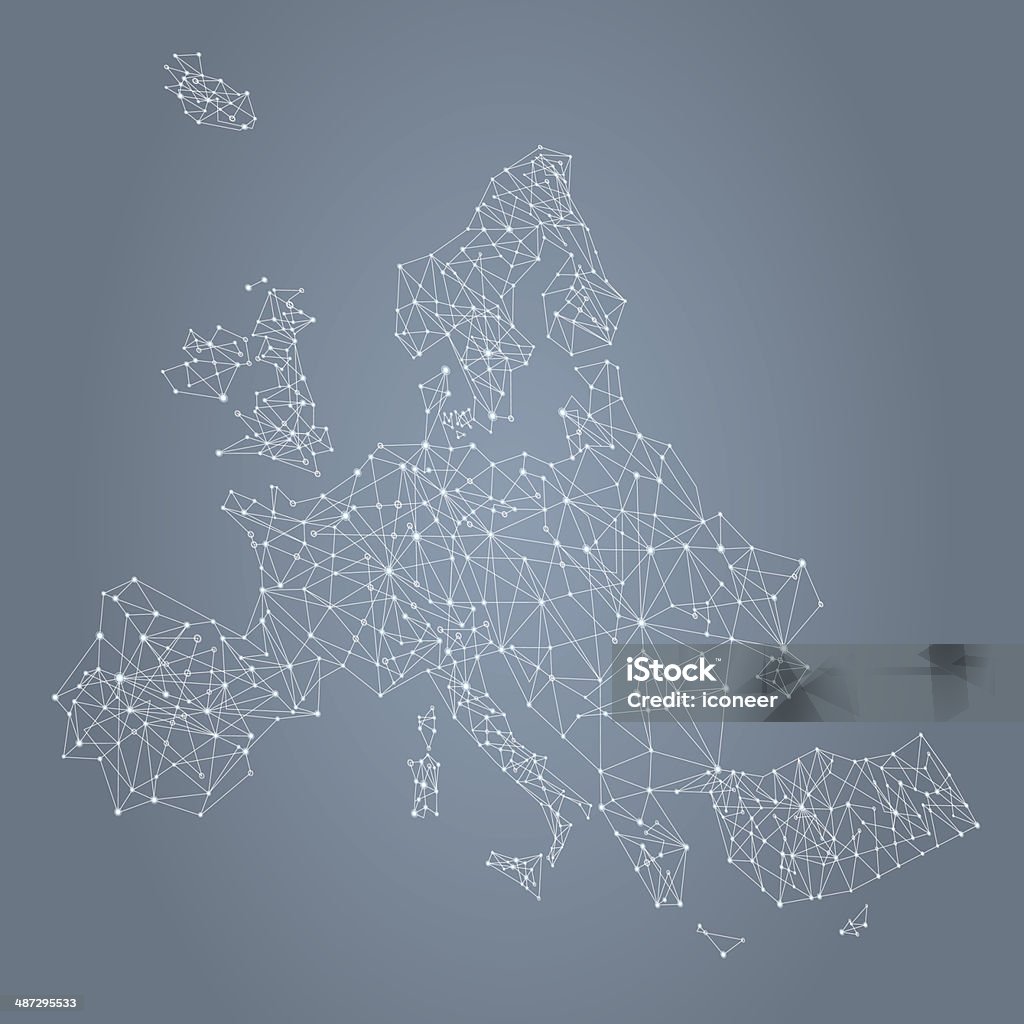 Europa-Netzwerk - 3D-Karte Grau - Lizenzfrei Karte - Navigationsinstrument Vektorgrafik