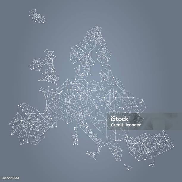 Europanetzwerk 3dkarte Grau Stock Vektor Art und mehr Bilder von Karte - Navigationsinstrument - Karte - Navigationsinstrument, Kontinent - geografisches Gebiet, Rechnernetz