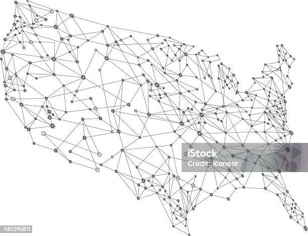 Usa Karte 3d Netzwerk Stock Vektor Art und mehr Bilder von Abstrakt - Abstrakt, Amerikanische Kontinente und Regionen, Dreidimensional