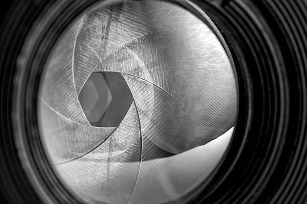 istock Aperture of old retro camera lens 487297862