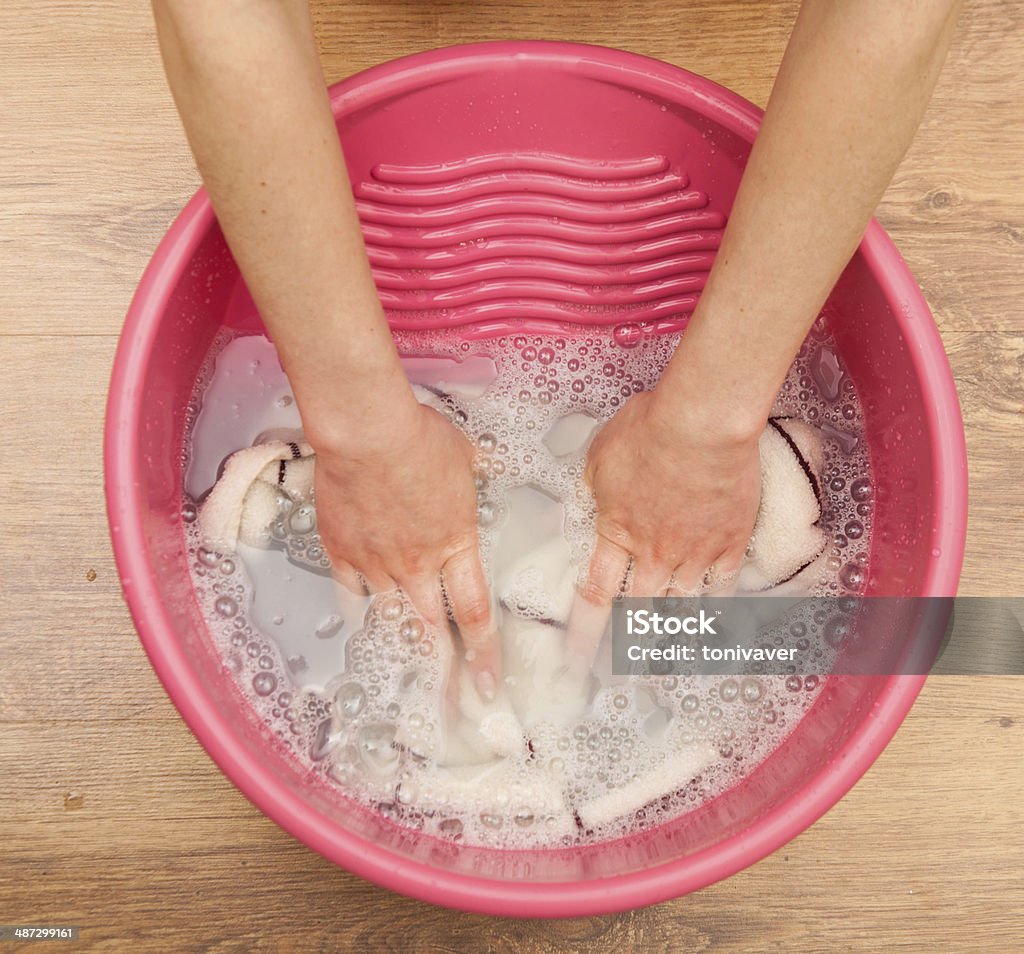 Hand wash Hand delicate washing of clothes. Appliance Stock Photo