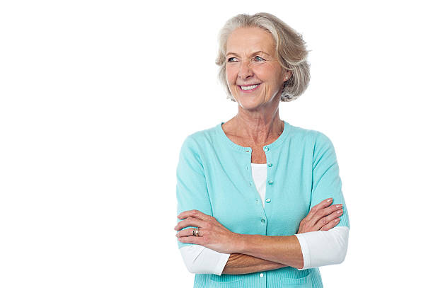 istock Old lady in casual wear looking away 487299705