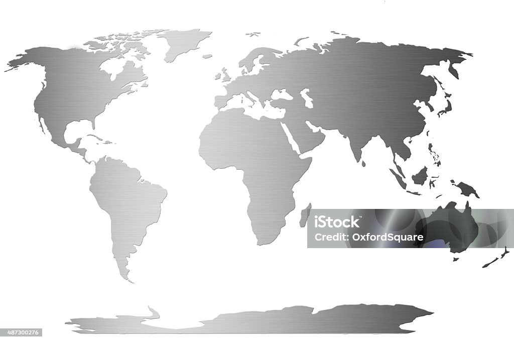 global business buying raw material all over the world stainless steel world map isolated on white background Aluminum stock illustration