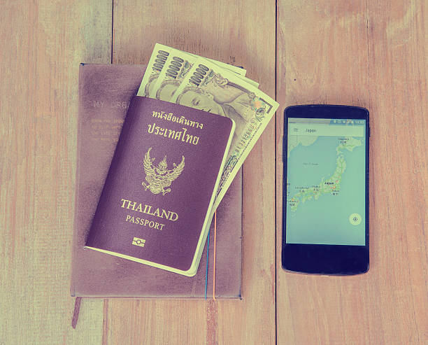 istock Japan money insert in Thai passport 487300454