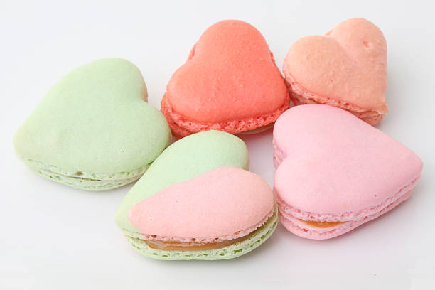 istock heart shaped French macaroons .Dessert 487301137