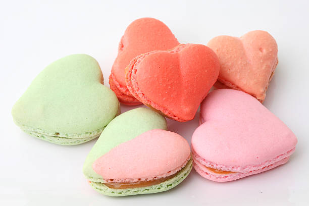 istock heart shaped French macaroons .Dessert 487301143