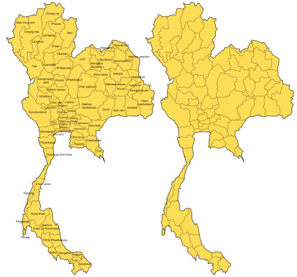Thailand map updated 2014 with 77 provinces.