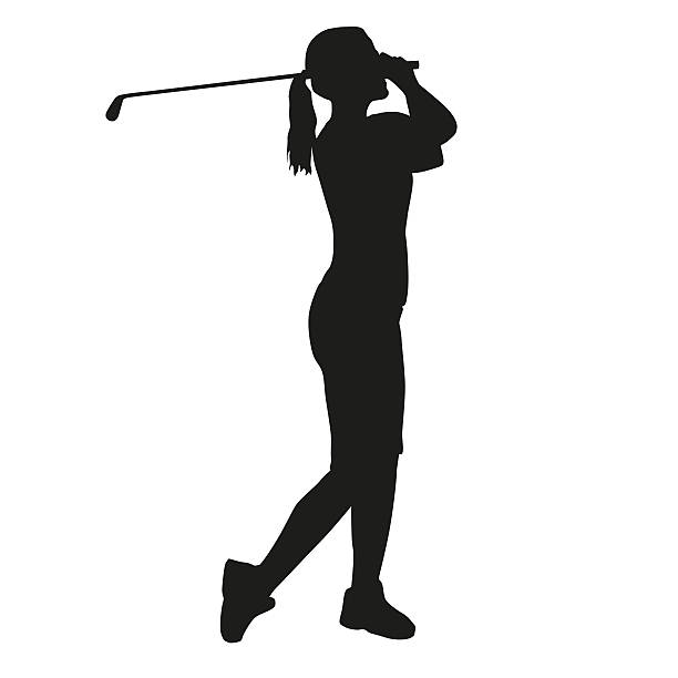 istock Woman golfer silhouette 487303840