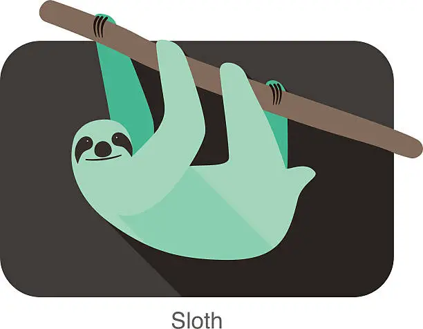 Vector illustration of Sloth climbing the tree  flat design, Vector