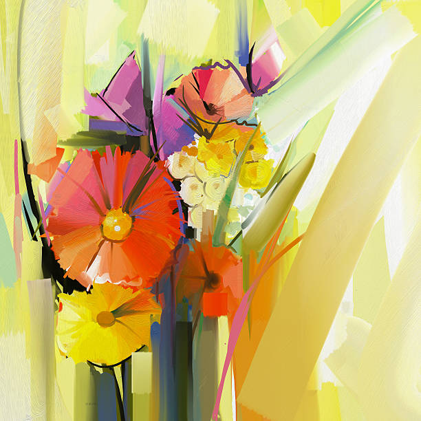 istock Abstract oil painting of spring flower 487306696