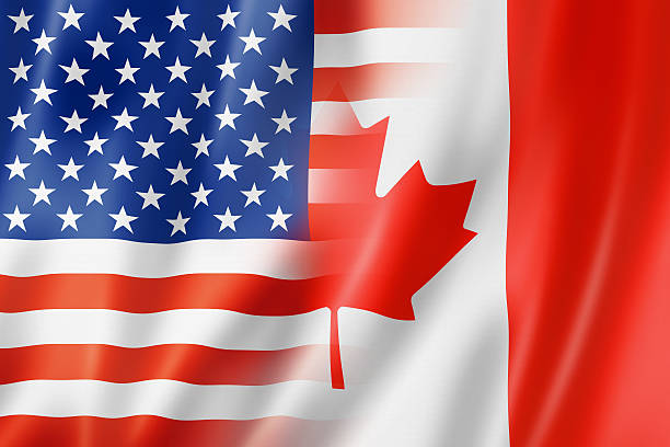 flagge der usa und kanada  - canada american flag canadian culture usa stock-fotos und bilder