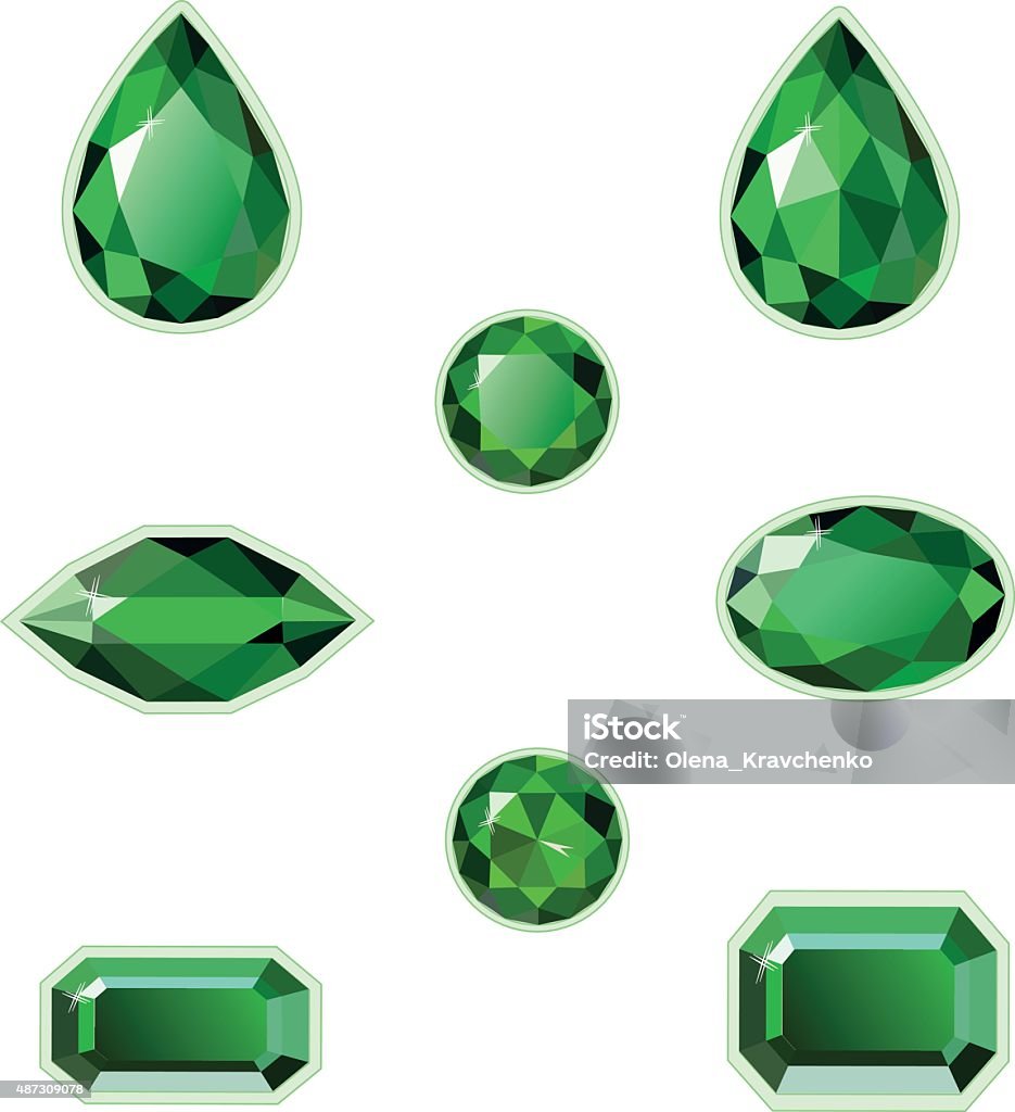 Emerald Object Library Emeralds Set Isolated Objects Stock Illustration - Download Image Now ...