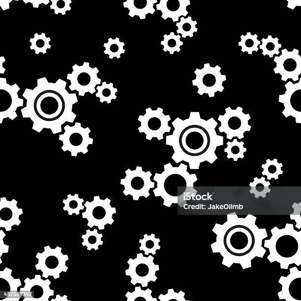 Gears Pattern Black And White Stock Illustration - Download Image Now - 2015, Abstract, Art