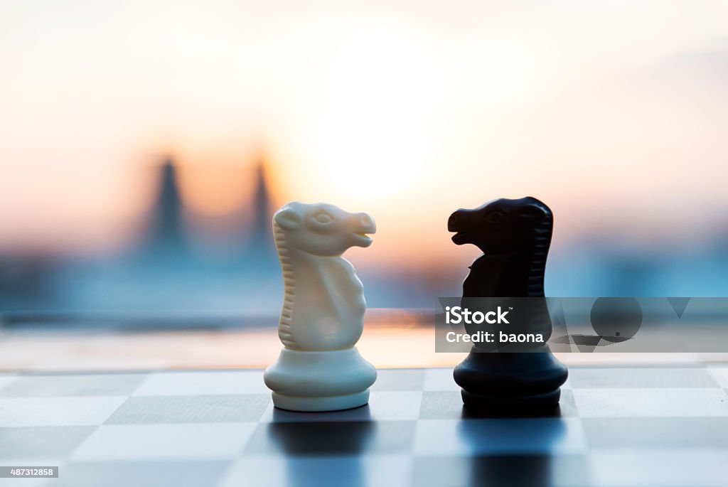 game of chess Chess board and pieces in a chess game. Confrontation Stock Photo