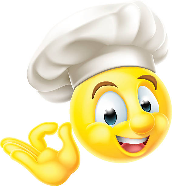 illustrations, cliparts, dessins animés et icônes de chef cuisinier emoji émoticon - chef men one person cooking