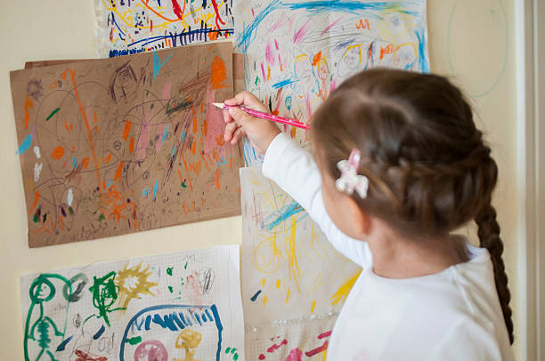 istock Cute Turkish girl drawing 487314020