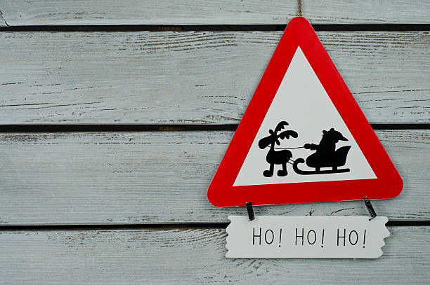 Santa give way traffic sign Santa Claus