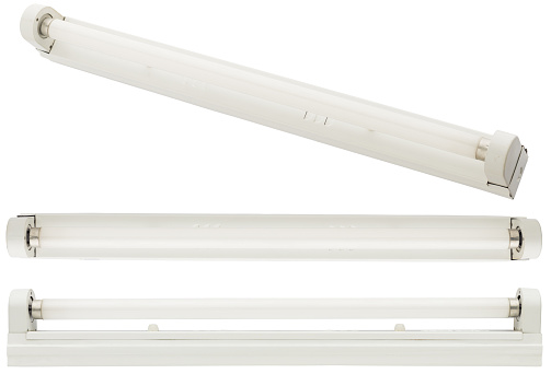 close up of a fluorescent tube on white background