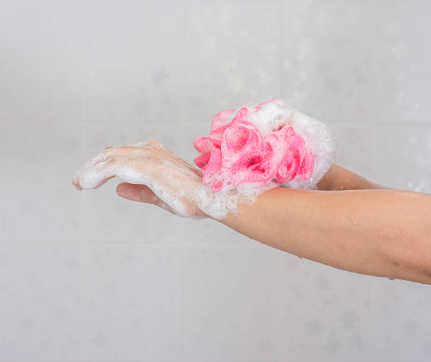 istock Use shower sponge to washing the hands No.1 487324350