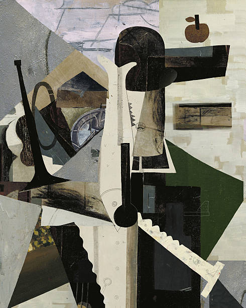 Abstraction Symbolic image of a man that consists of multiple parts cubist style stock illustrations