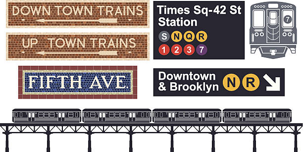 u-bahn new york city - u bahnstation stock-grafiken, -clipart, -cartoons und -symbole