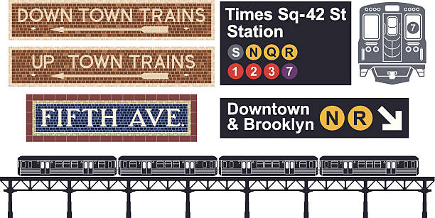 New York City Subway New York City transportation - Subway.  train stations stock illustrations