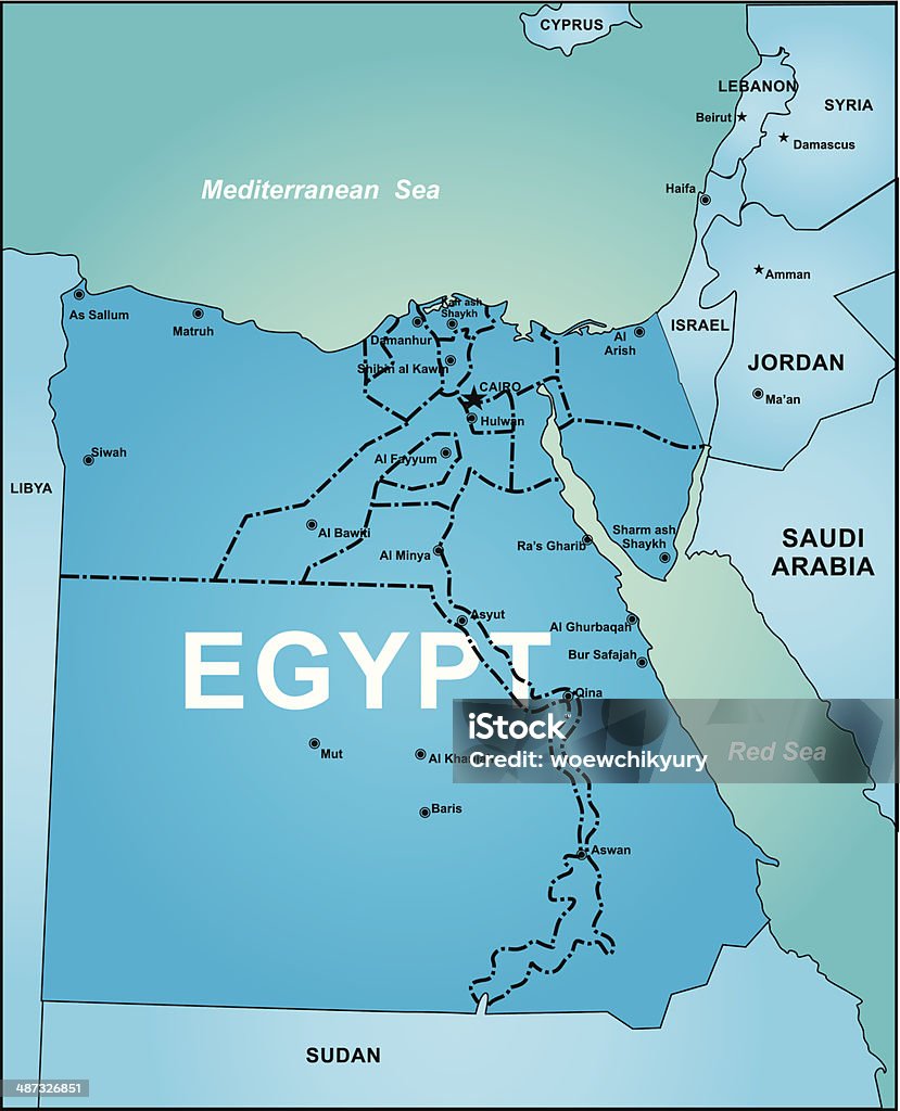 Египет карта - Векторная графика Африка роялти-фри