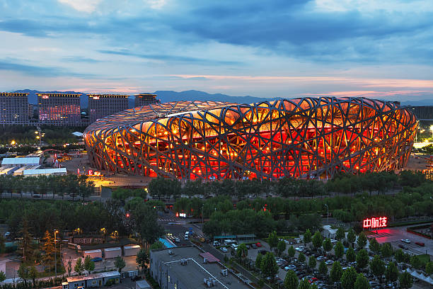 Beijing,China-August24st, 2015: Beijing National Stadium in the sunset very nice nest. Beijing Bird's Nest National Stadium is the venue of the 2008 Beijing Olympic Games,