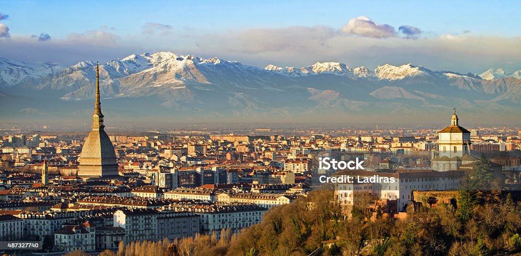 Turin (Torino), Mole Antonelliana and Alps Turin Stock Photo