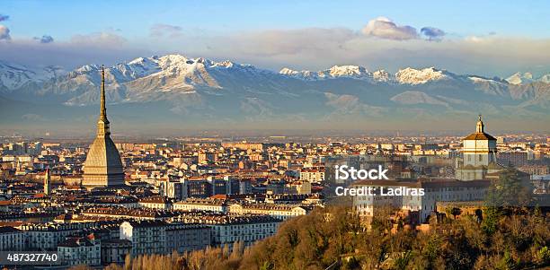Turin Mole Antonelliana And Alps Stock Photo - Download Image Now - Turin, Torino Province, Piedmont - Italy