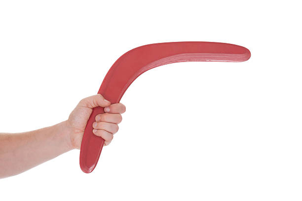 istock Male Hand Holding Boomerang 487327969