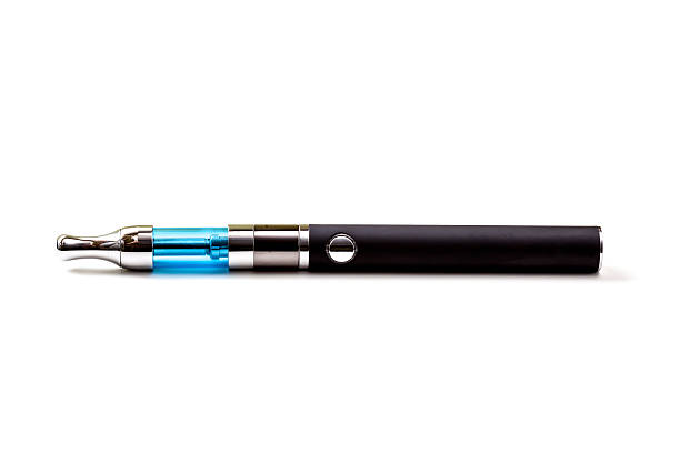 E-Cigarettes (Electronic cigarette) with blue atomizer isolated on white background stock photo