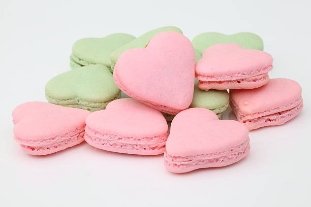 istock heart shaped French macaroons .Dessert 487328601
