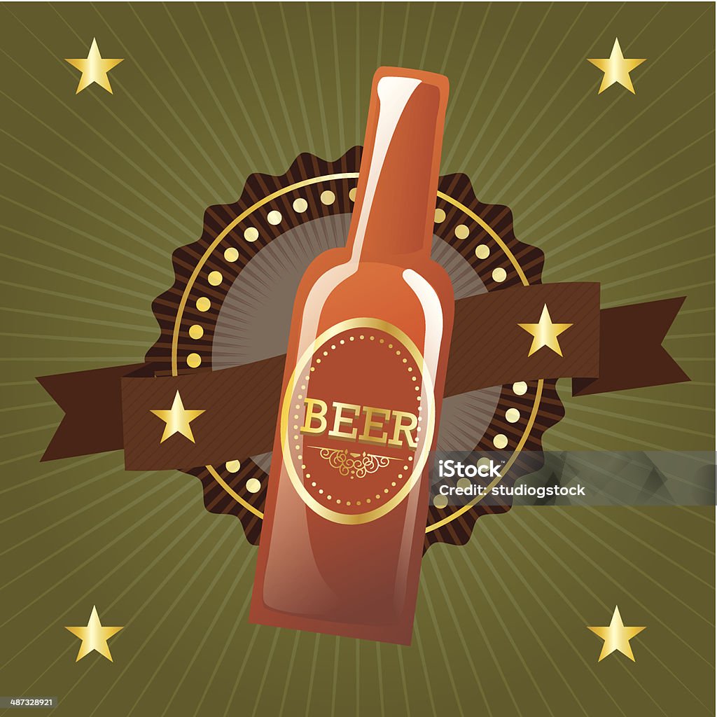 Beer Labels Bottle of Premium Quality Beer on green background. Vector illustration Alcohol - Drink stock vector