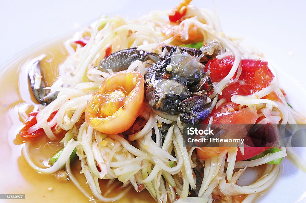 Papaya salad with crab Thai cuisine, Papaya salad with crab Asia Stock Photo