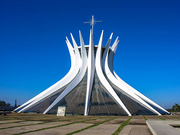 Cathedral Metropolitan Our Lady of Aparecida Brasilia Brazil Brasilia, Brazil - June 19, 2005: The Cathedral of Brasilia in Brasilia, Brazil.It was designed by Oscar Niemeyer, and was completed and dedicated on May 31, 1970. goias photos stock pictures, royalty-free photos & images