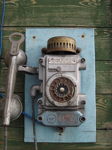 istock Old Russian telephone, Barentsburg, Svalbard, Norway. 487332043