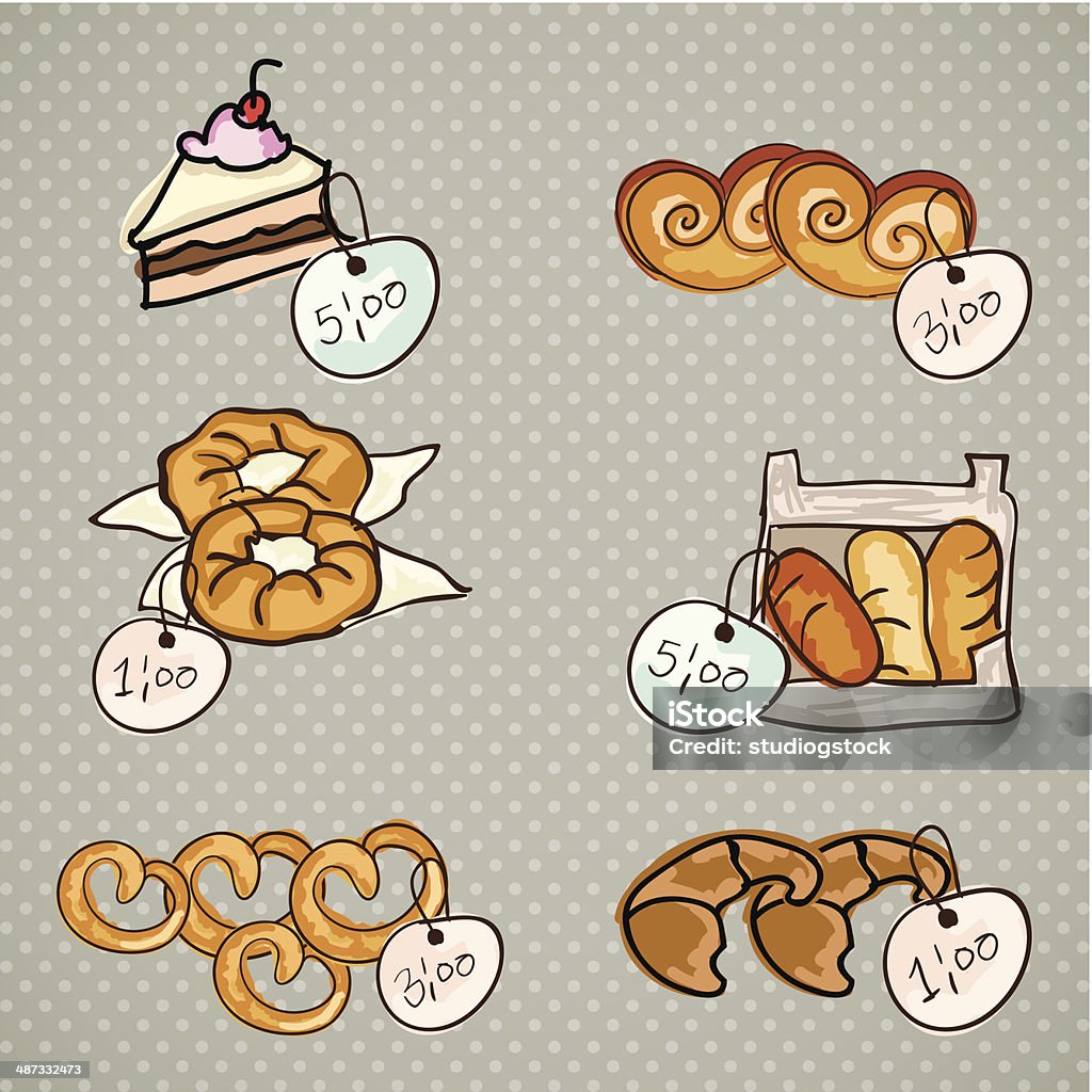 Bakery Icons Paris Bakery different products prices. On vintage background. Bread stock vector