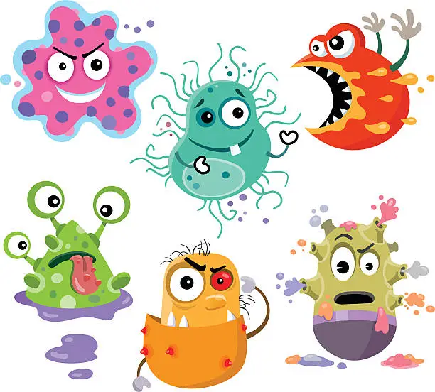 Vector illustration of Hungry Bacteria