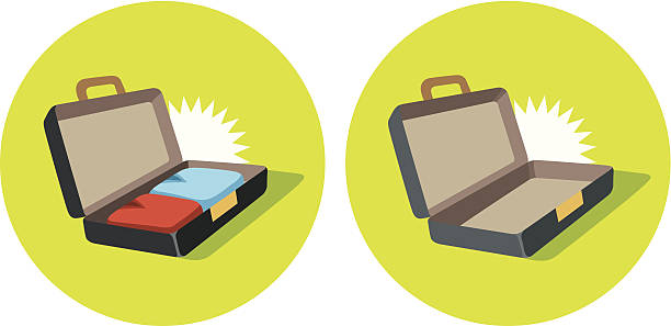 Open suitcase icon vector art illustration