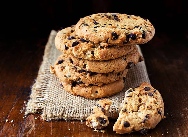 istock Chocolate chip cookies on old wooden table 487335844